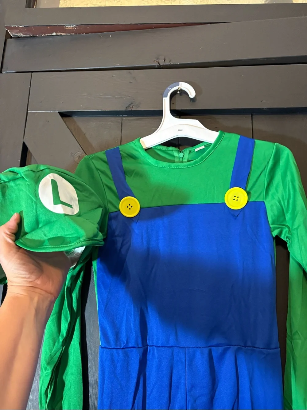 Kids Luigi Costume with hat,mustache and gloves
